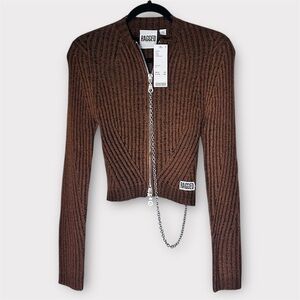 The Ragged Priest Brown Ribbed Cardigan